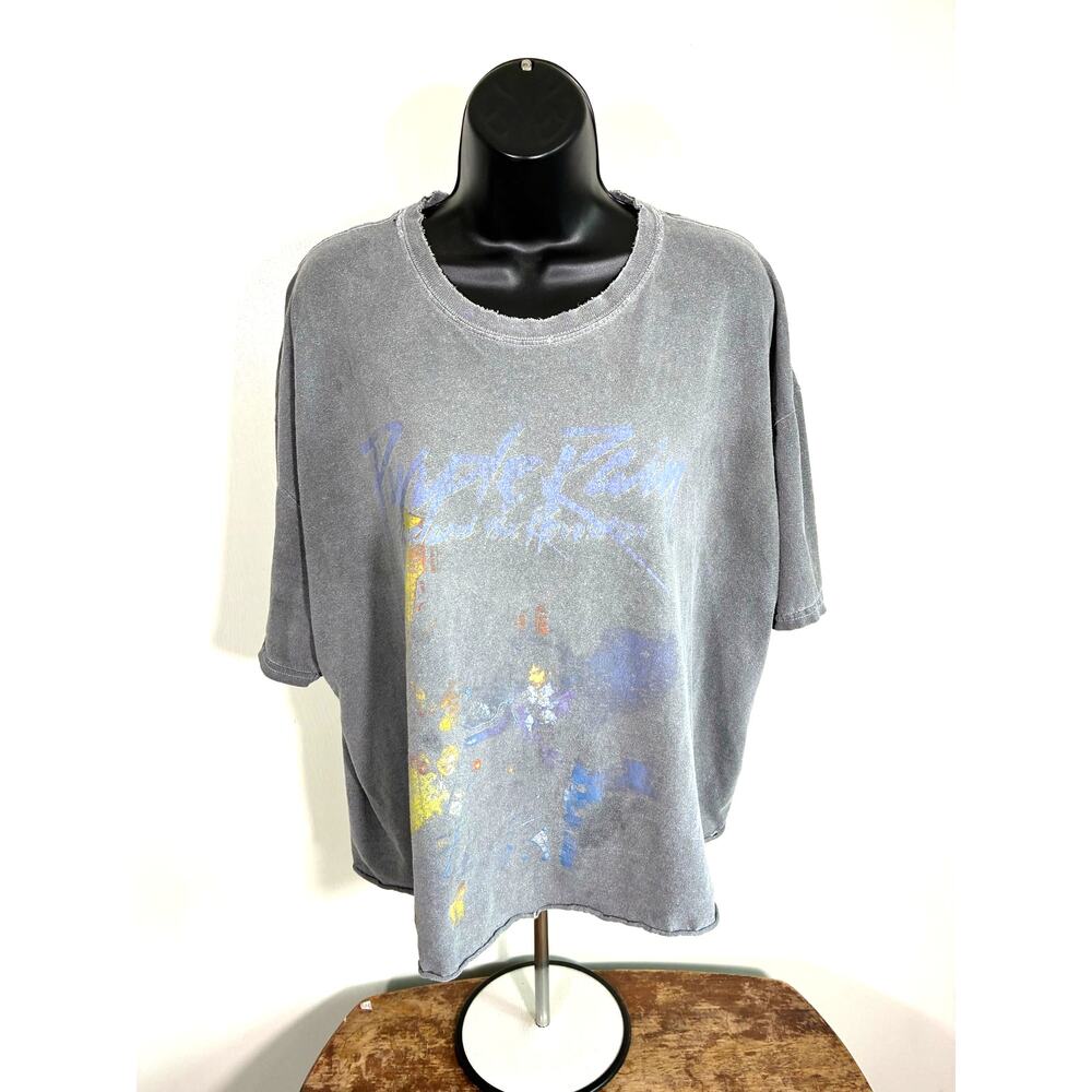 Prince Purple Rain T-Shirt Distressed Gray Cropped Oversized